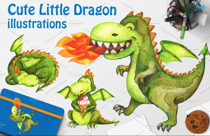 Cute Little Dragons Illustrations