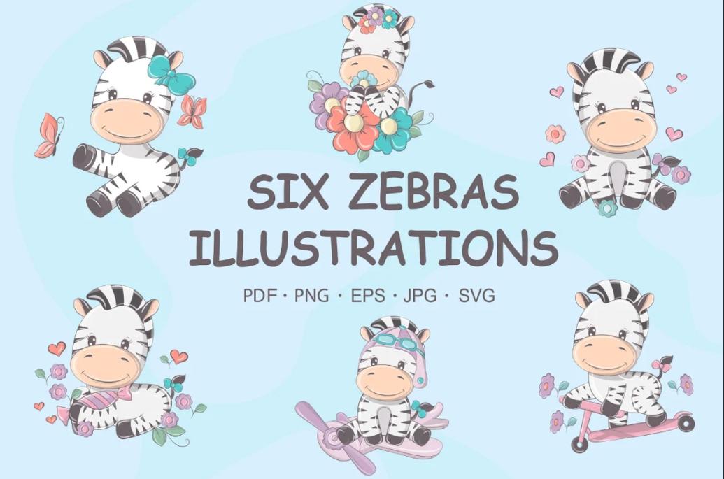 Cute Zebra Illustrations