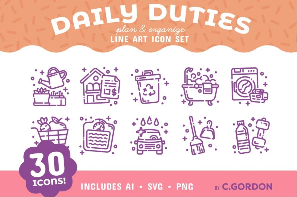 Daily Duties Vector icons