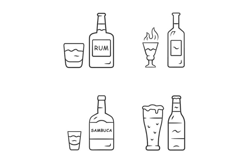 Drinks Linear Icons Set