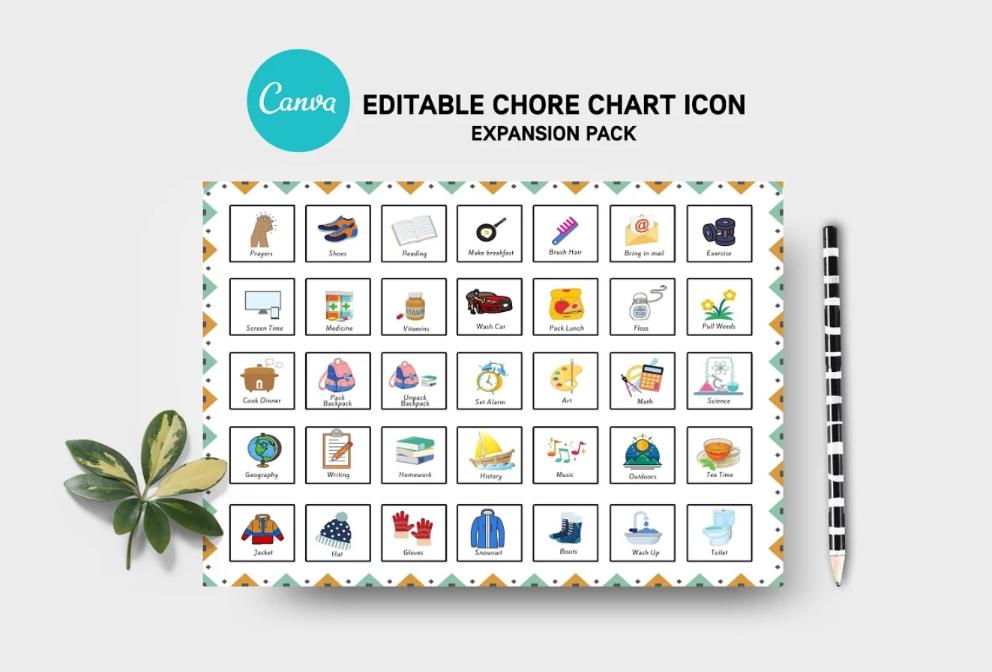 Editable Chores Icons Set