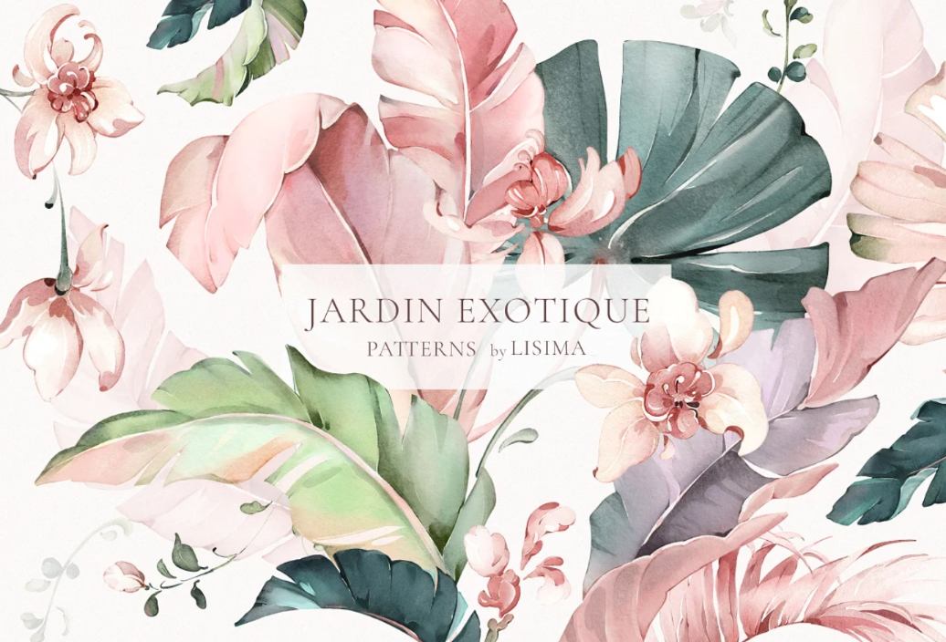 Exotic Watercolor Tropical Patterns