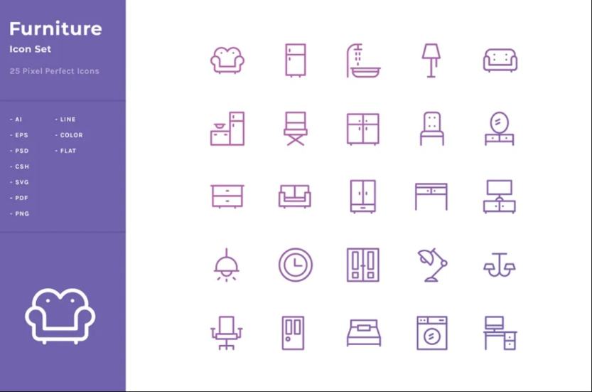 Flat Outline Icons Set