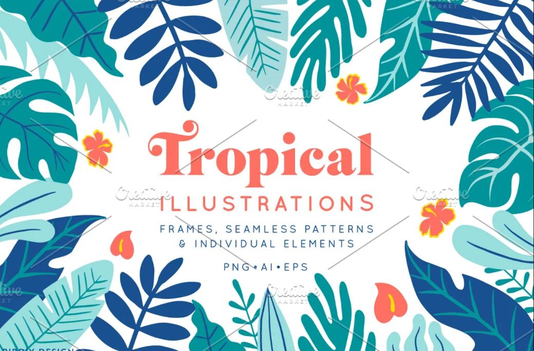 Flat Tropical Illustration Elements