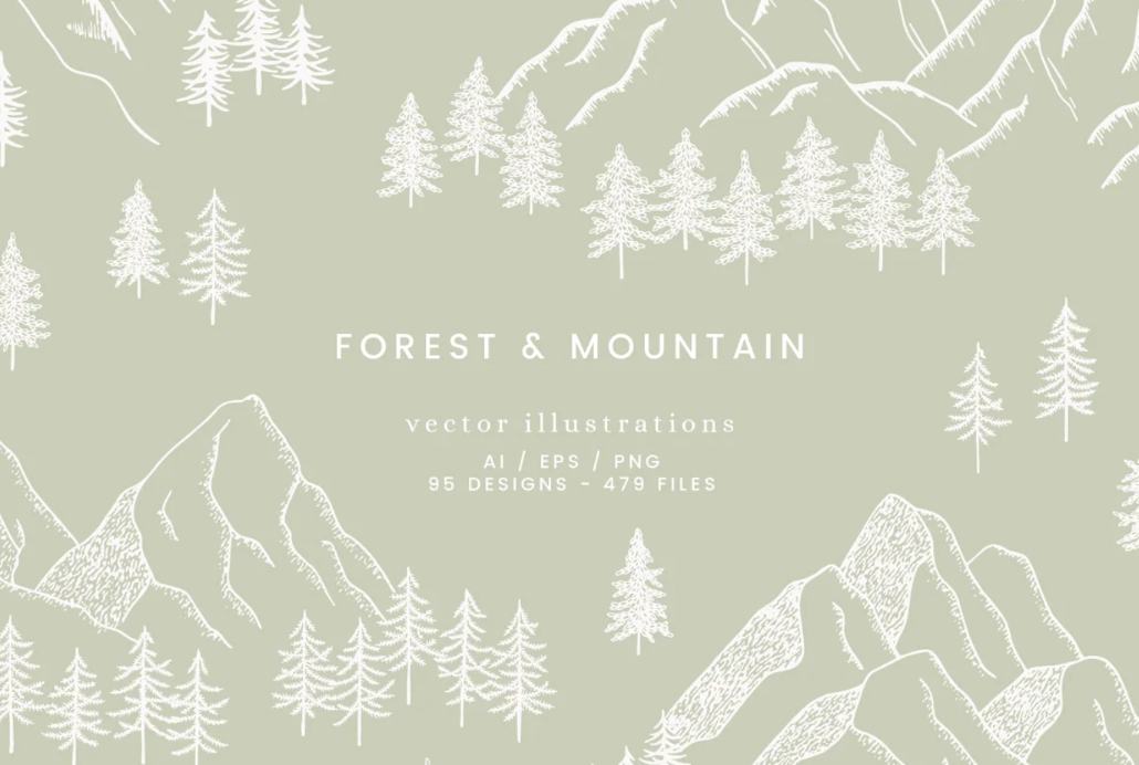 Forest and Mountain Vector Illustrations