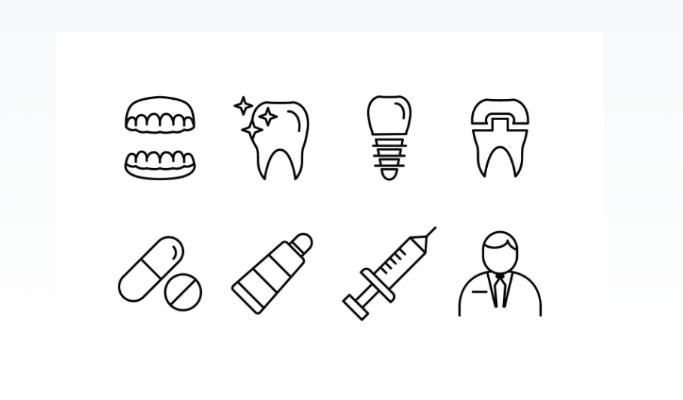 Free Dental Line Icons Set
