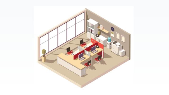 Free Isometric Office Floor Vector