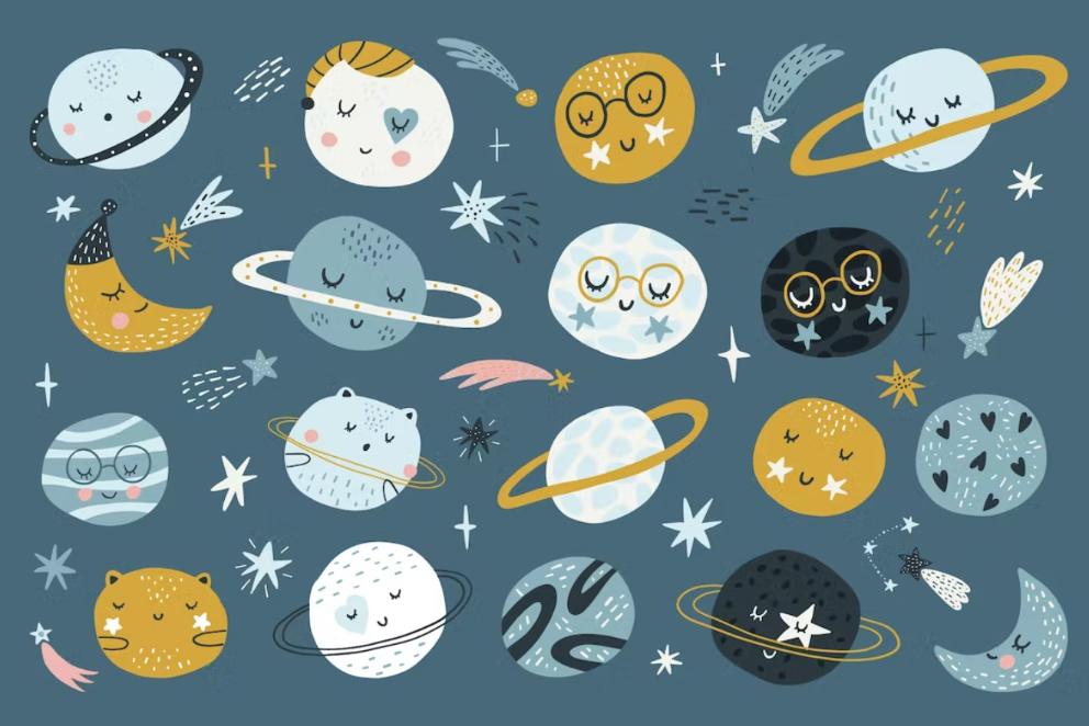 Funny Baby Planets Illustrations