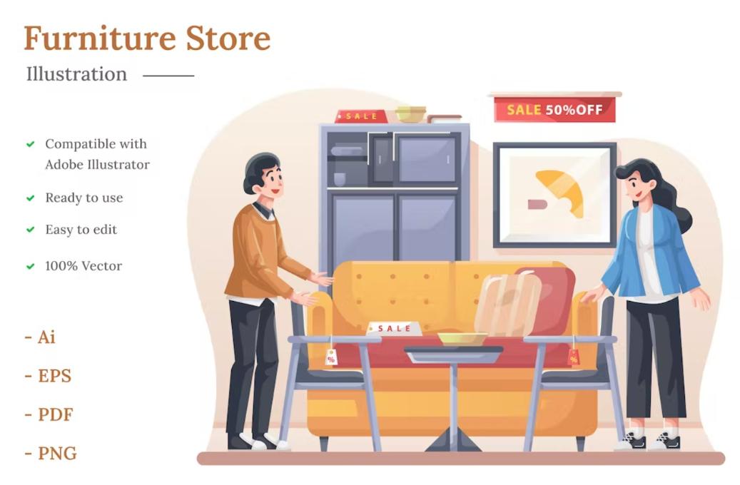 Furniture Store Illustration Design