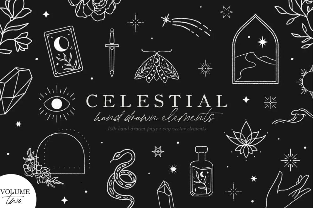 Hand Drawn Celestial Elements