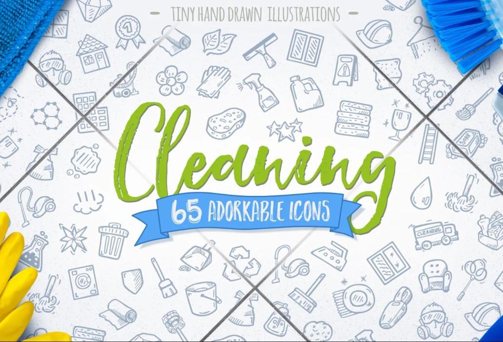 Hand Drawn Cleaning Icons Set