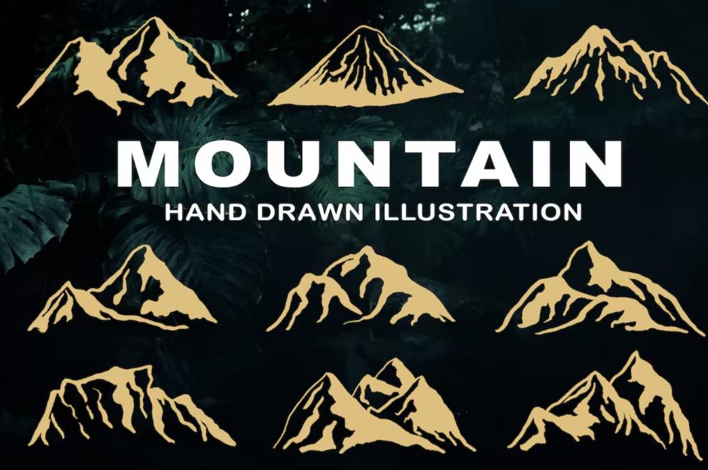 Hand Drawn Mountain Illustrations Set
