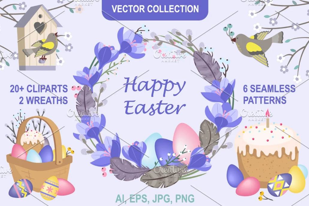 Happy Easter Vector Set