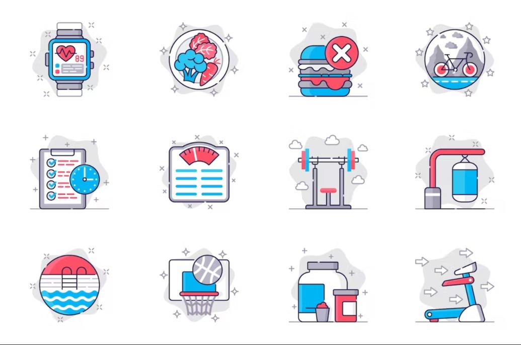 Healthy Lifestyle Icons Set