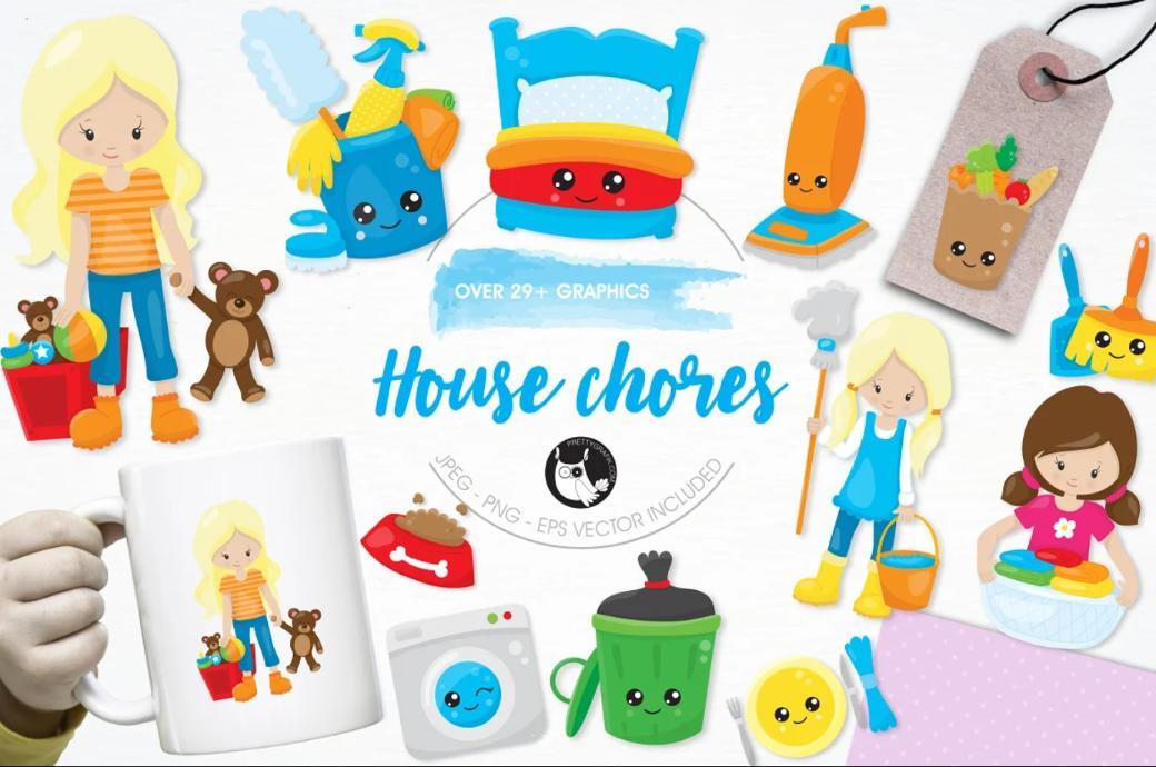 House Chores Illustrations and Cliparts