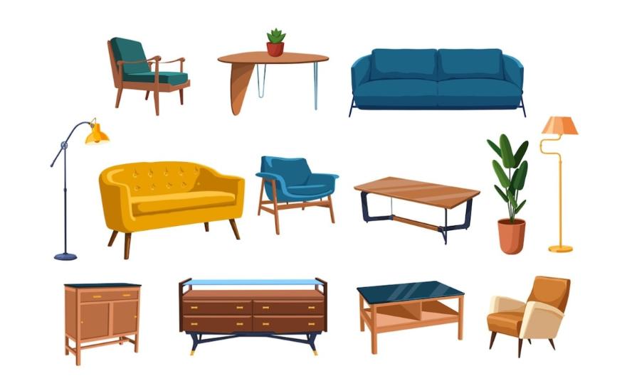 Isolated Furniture Vector Designs