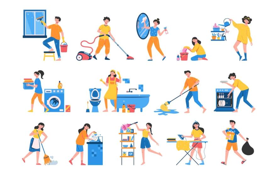 Isolated Vector Cleaning Illustrations