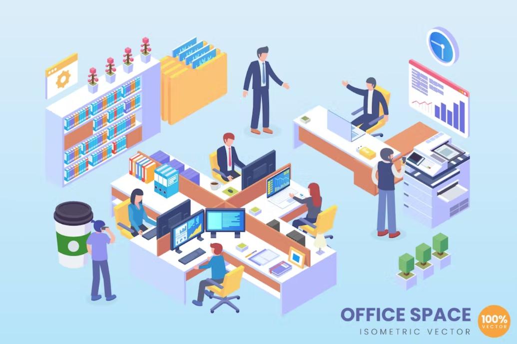 Isometric Office Space Vector