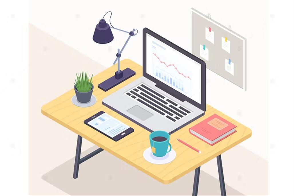 Isometric Office Workspace Illustrations