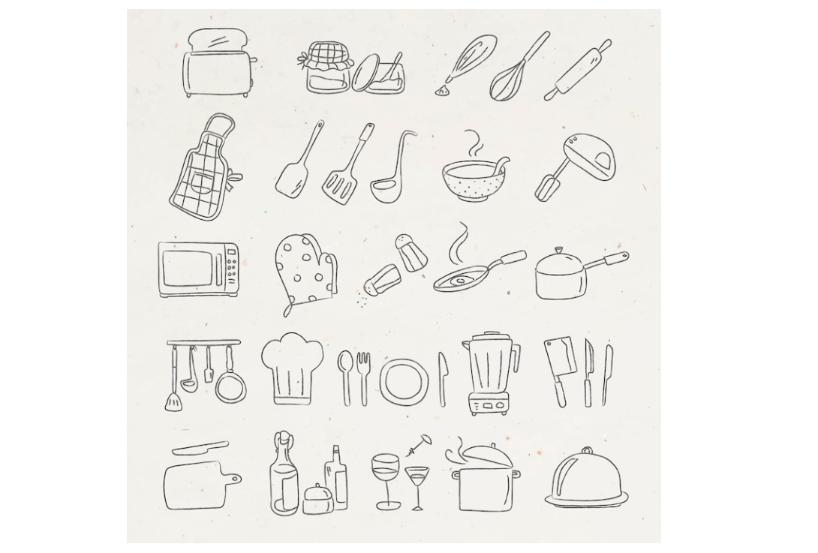 Kitchen Doodle Icons Set