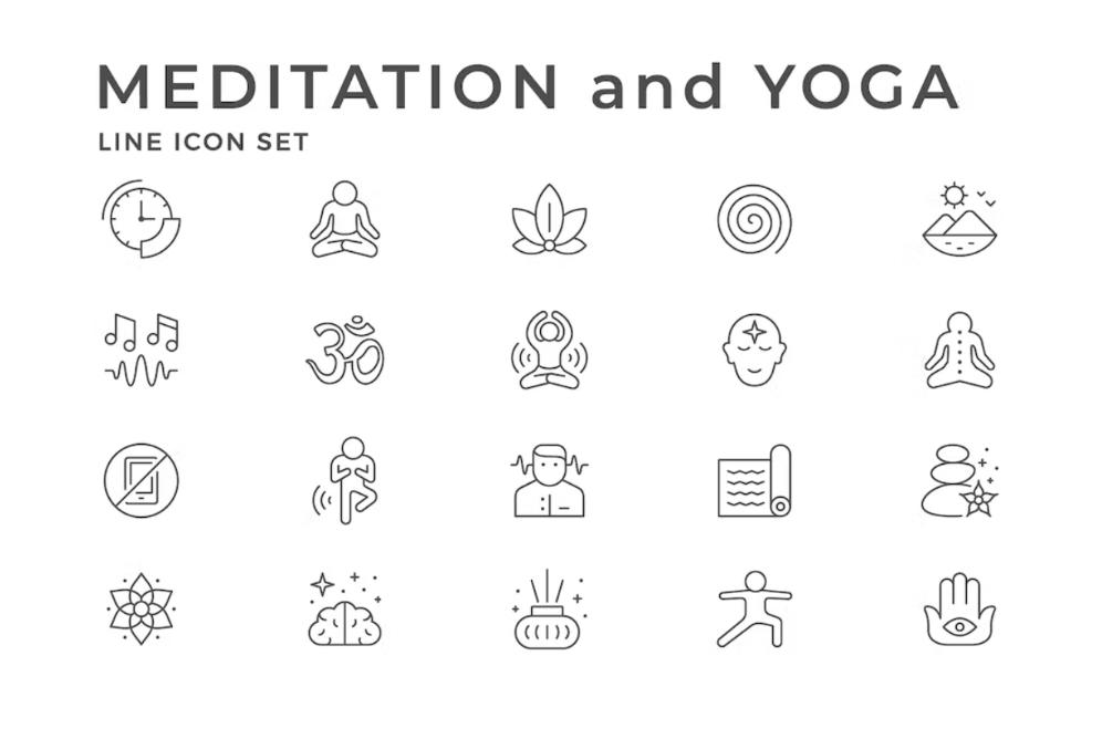 Line Style Meditation Icons