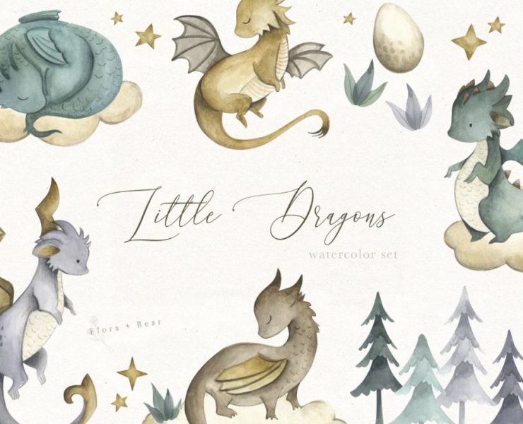 15+ Cute Dragon Illustrations PNG PSD FREE
