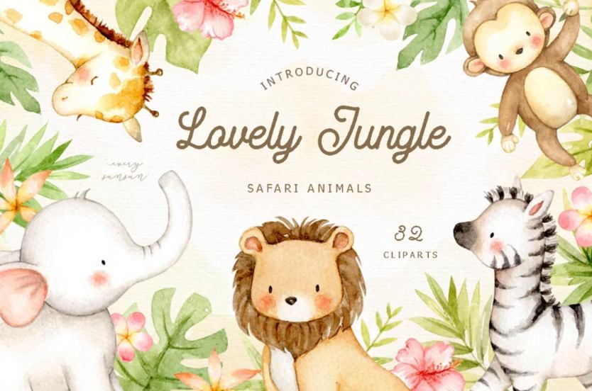 Lovely Safari Animals Illustrations