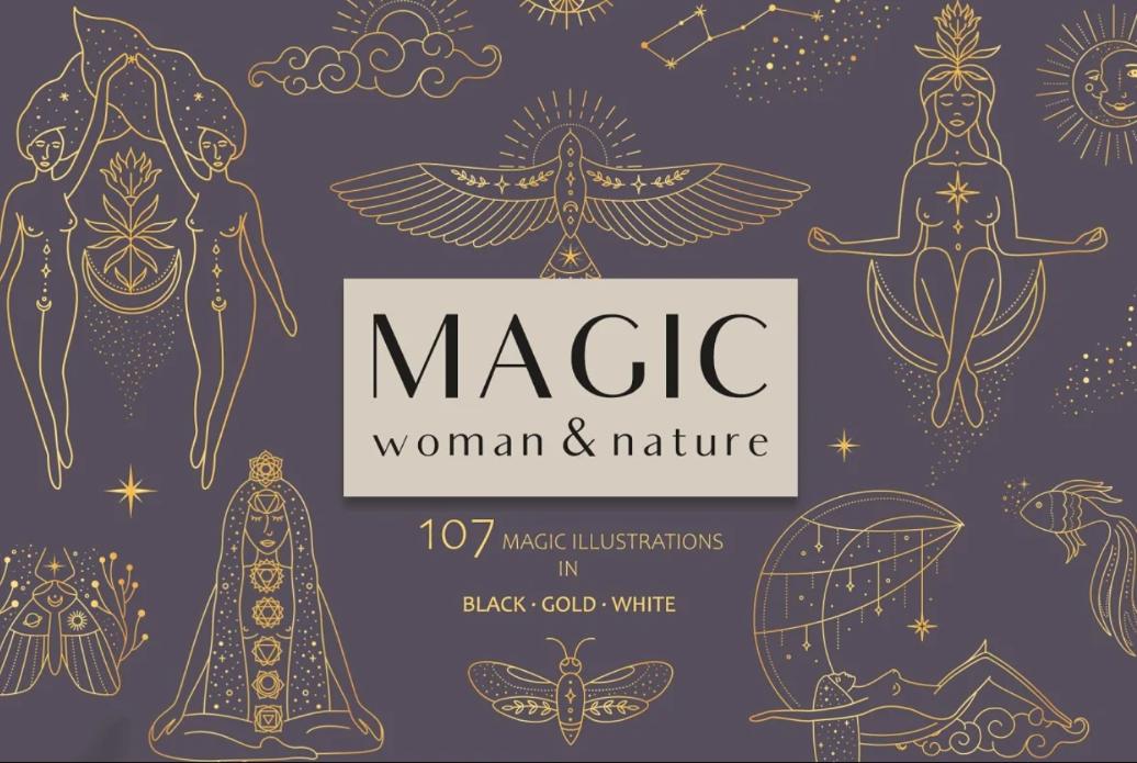 Magic Woman and Nature Illustrations