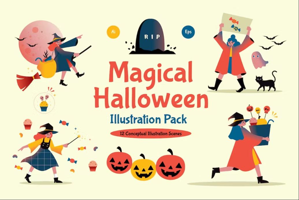Magical Halloween Illustrations Pack