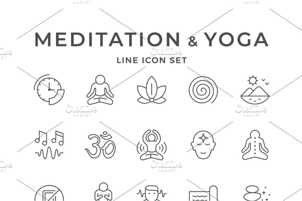 Meditation and Yoga Line Icons