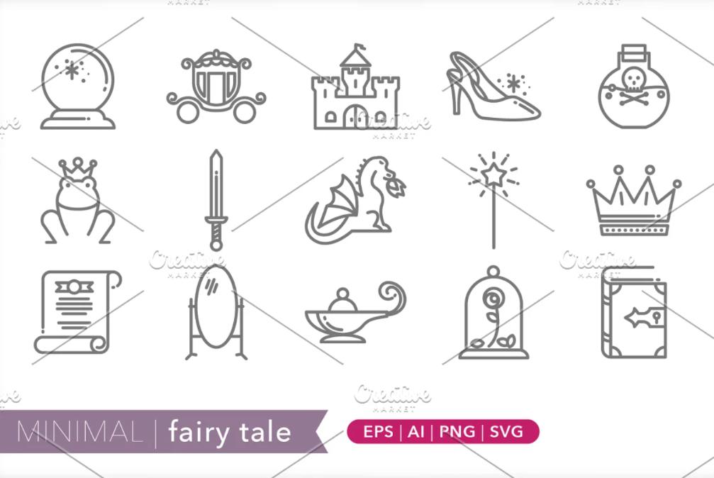 Minimal Fairy Story Icons Set