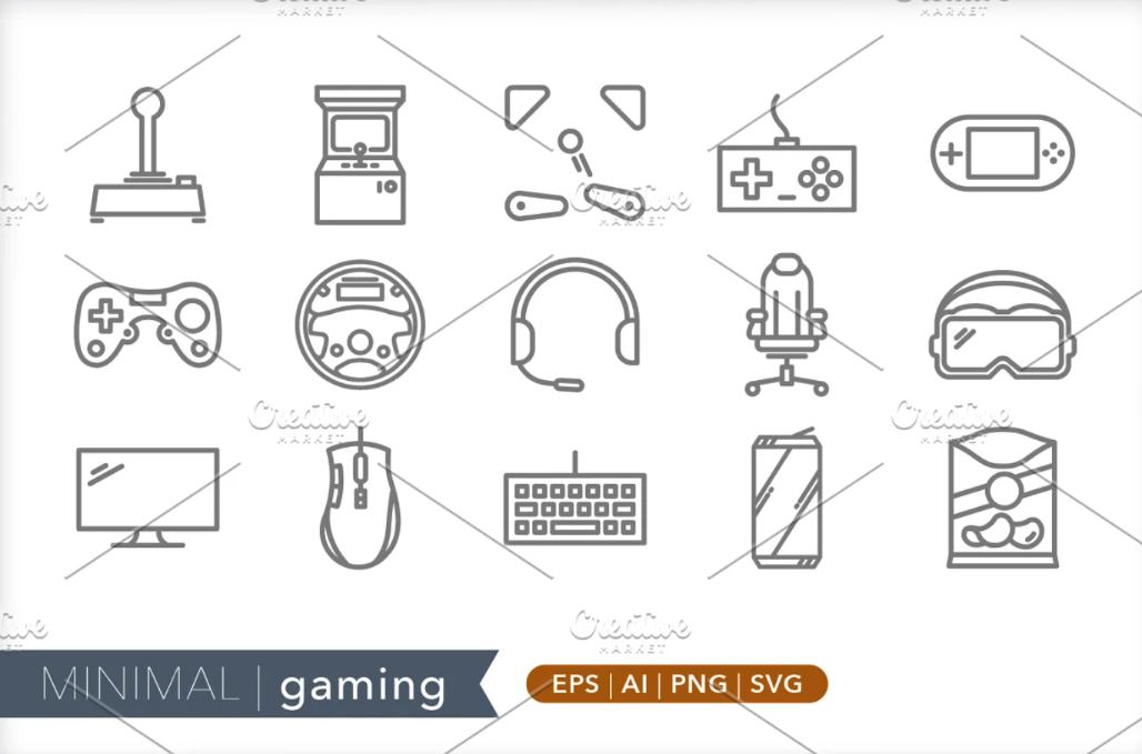 Minimal Gaming Icons Set