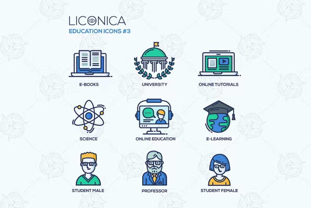 Modern School and Education Icons