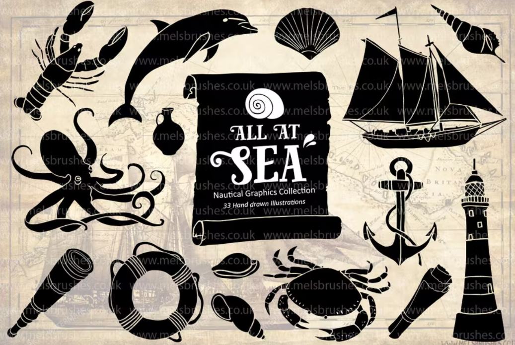 Nautical Graphic Iustrations Set