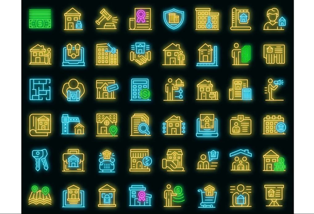 Neon Style Realtor Icons
