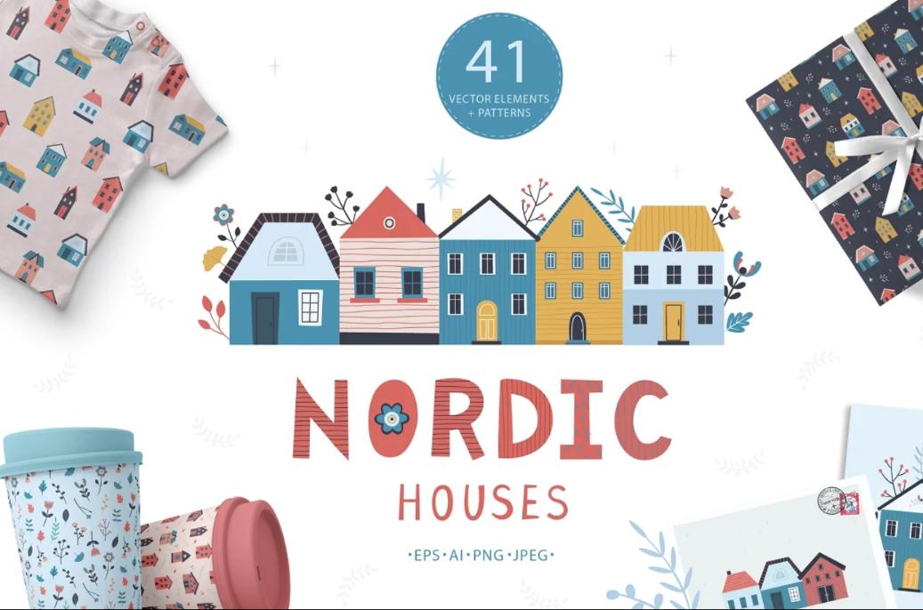 Nordic Houses Pattern Designs