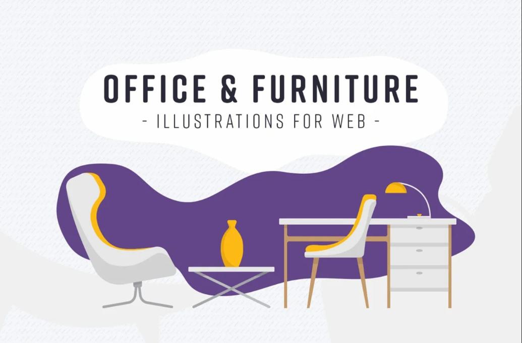 Office and Furniture Illustrations for Web
