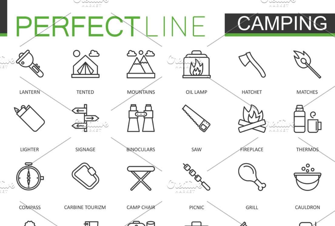 Outdoor Camping Icons Set