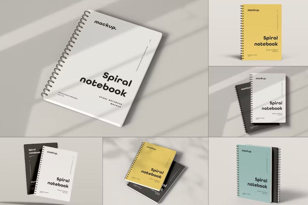 Photo Realistic Spiral Notebook Mockups
