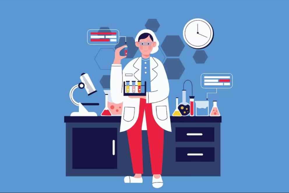 Scientist in Lab Illustration