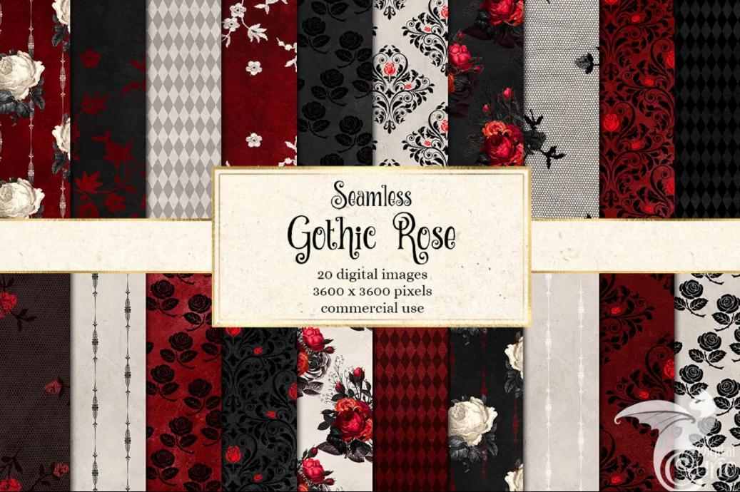 Seamless Gothic Rose Background