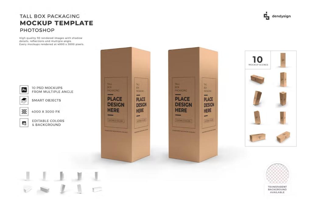 Tall Box Packaging Mockup PSD