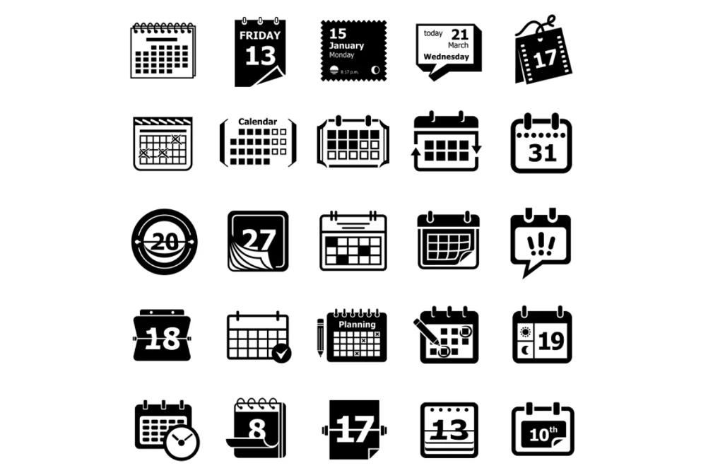 Unique Calendar Plannig Icons Set