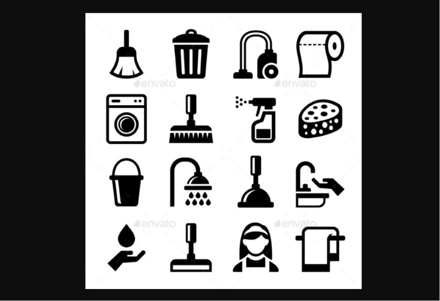 Vector Cleaning Icons Set
