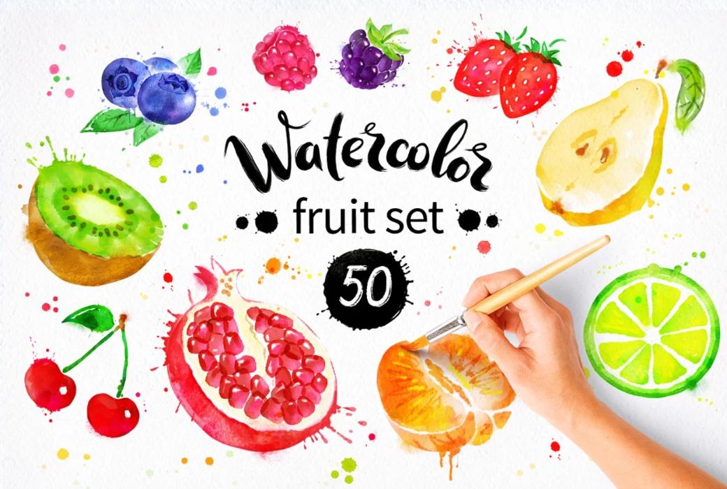 Watercolor Fruit Vectors Set