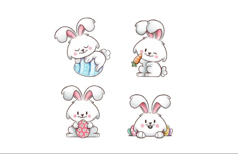 Watercolor Funny Bunny Cliparts