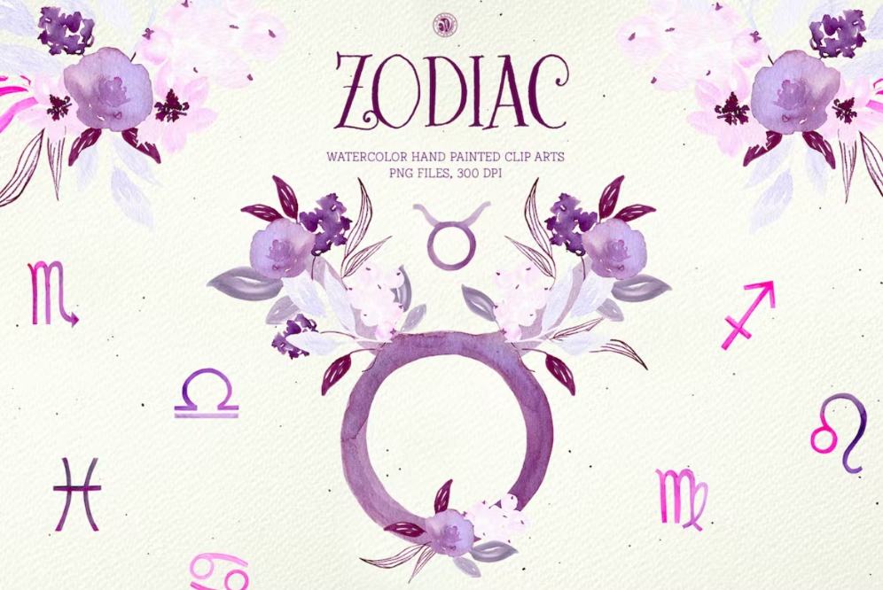 Watercolor Zodiac Sign Vectors