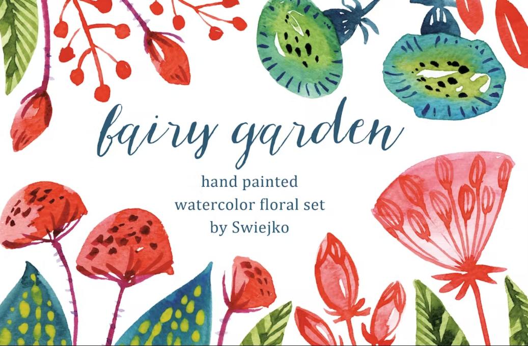 Watercolor fairy garden Set