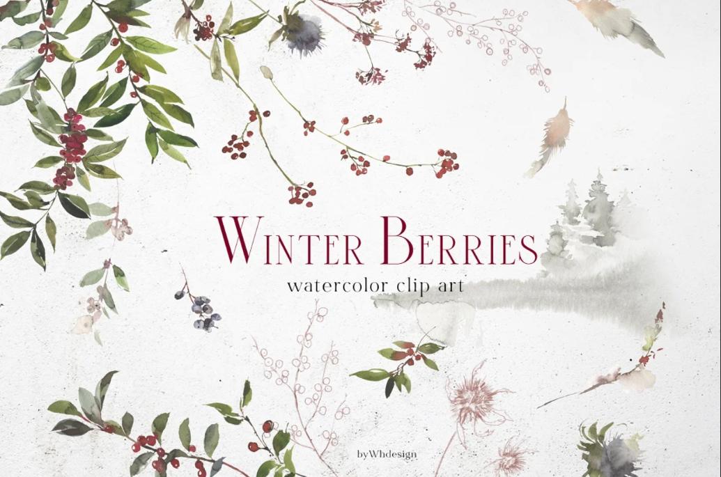 Winter Berries Cliparts and Patterns