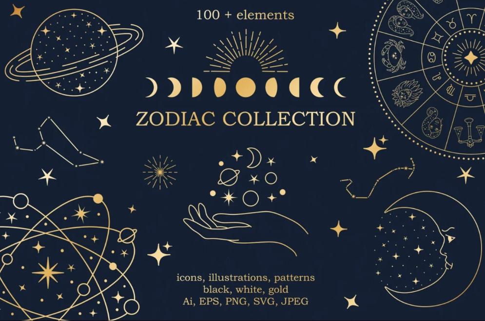 Zodiac Icons and Illustrations Set